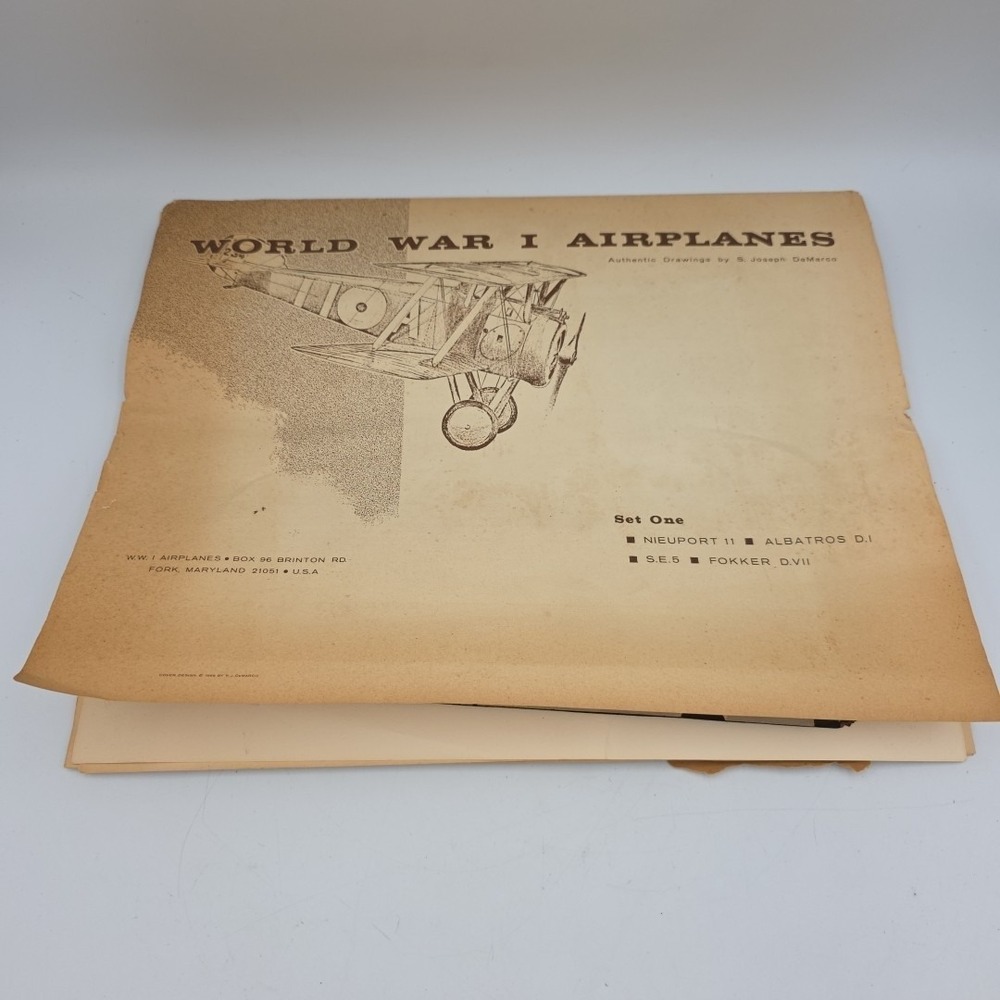 WWI Airplanes by S.J. DeMarco, Four (4) Drawings - Aviation Set One 1968, Joseph